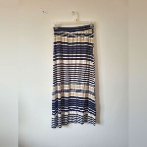 Jason Maxwell Striped Maxi Skirt Navy Cream Nautical Coastal Soft Girl Casual L